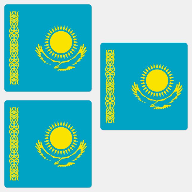 Kazakstans flagga klistermärke (Grupp)