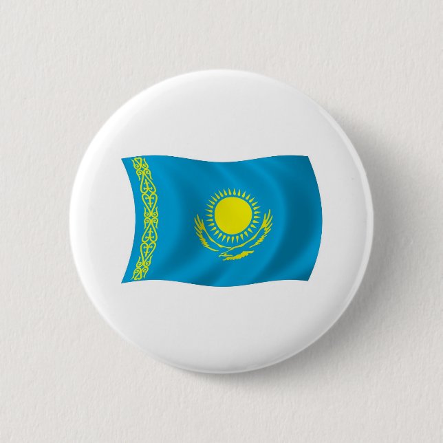 Kazakstans flagga knapp (Framsida)