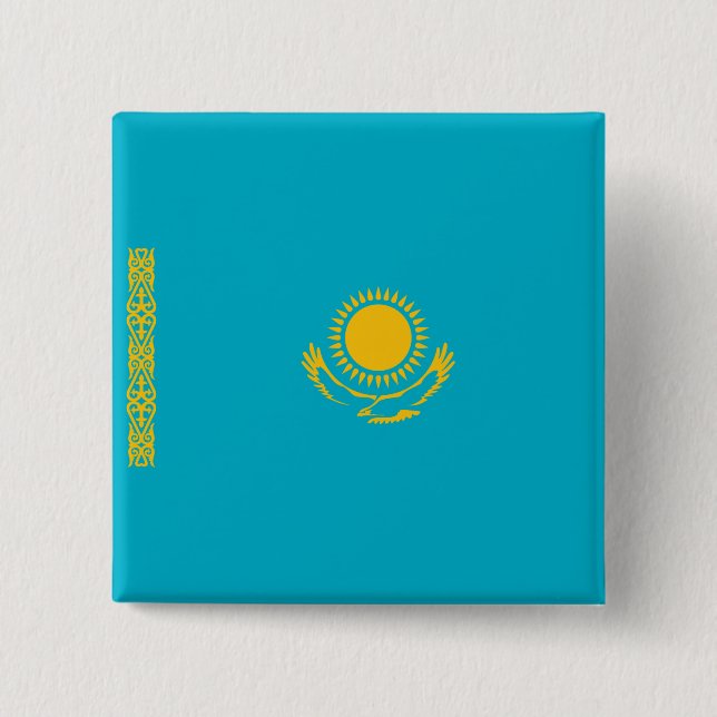 Kazakstans flagga knapp (Framsida)