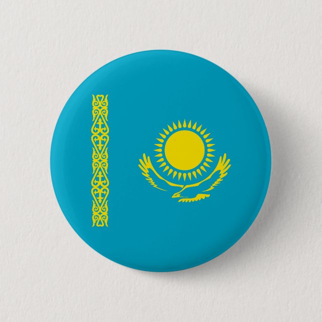 Kazakstans flagga knapp (Framsida)