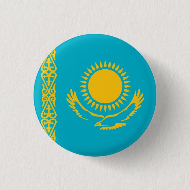 Kazakstans flagga knapp (Framsida)