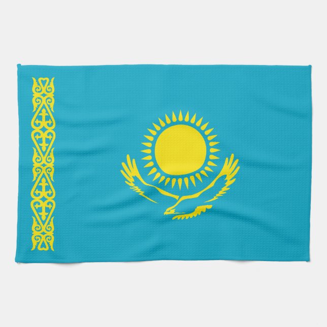 Kazakstans flagga kökshandduk (Horisontell)