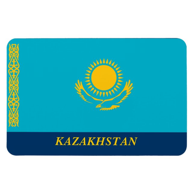 Kazakstans Flagga Magnet (Horisontell)