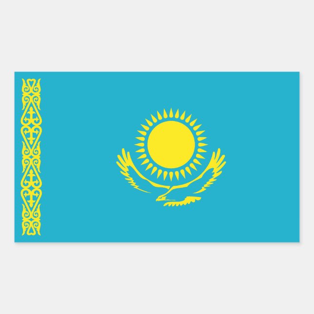 Kazakstans flagga rektangulärt klistermärke (Framsida)