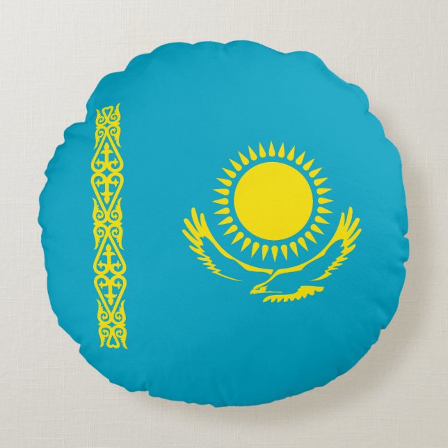 Kazakstans flagga rund kudde (Framsidan)