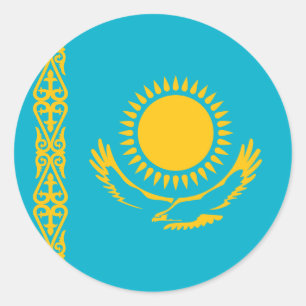 Kazakstans flagga runt klistermärke