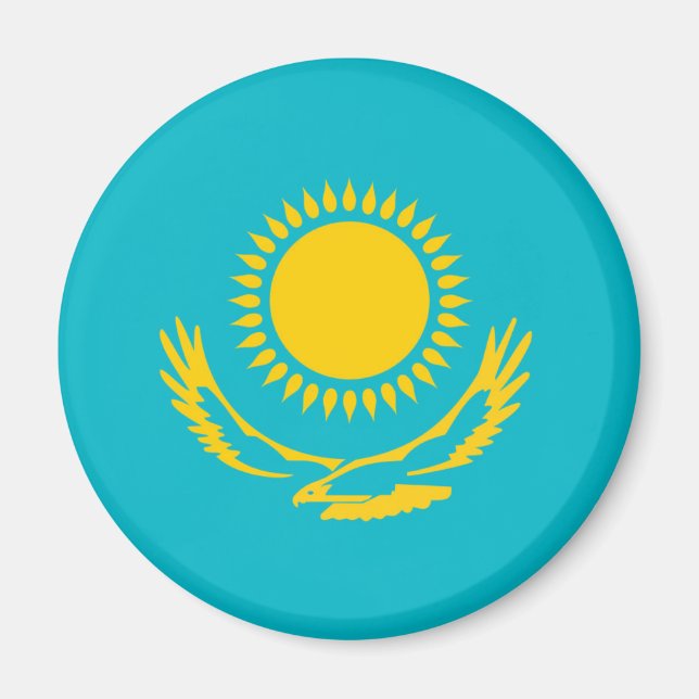 Kazakstans flagga-symbol för lång nationssymbol re magnet (Framsidan)