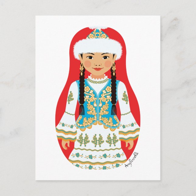 Kazakstans Matryoshka Postcard Vykort (Framsida)