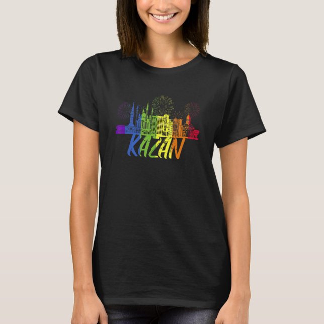 Kazan Pride Skyline Pride Parad Kazan T Shirt (Framsida)