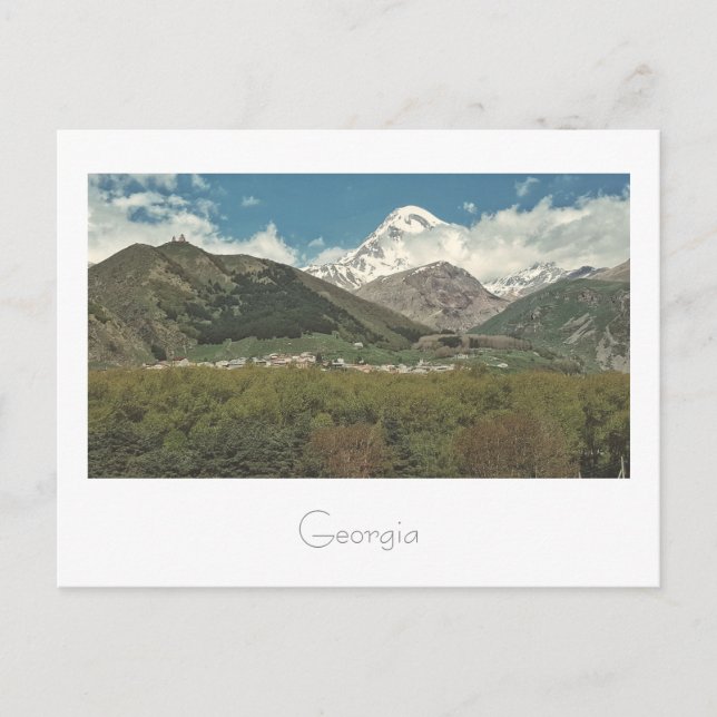 Kazbegi Georgia Church Mountain Landscape Postcard Vykort (Framsida)
