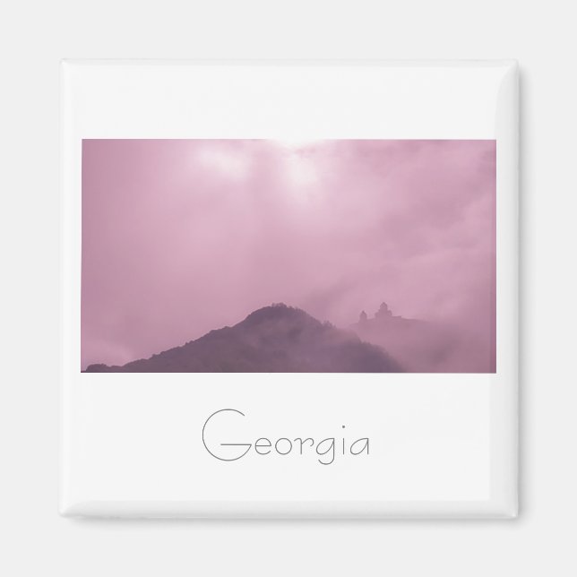 Kazbegi Georgia Gergeti Church Mountain Landscape Magnet (Framsidan)