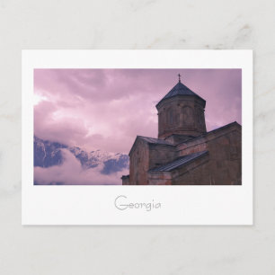Kazbegi Georgia Gergeti Church Mountain Landscape Vykort