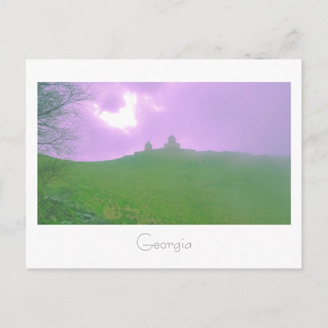 Kazbegi Georgien Gergeti kyrka Bergslandskap Vykort (Framsida)