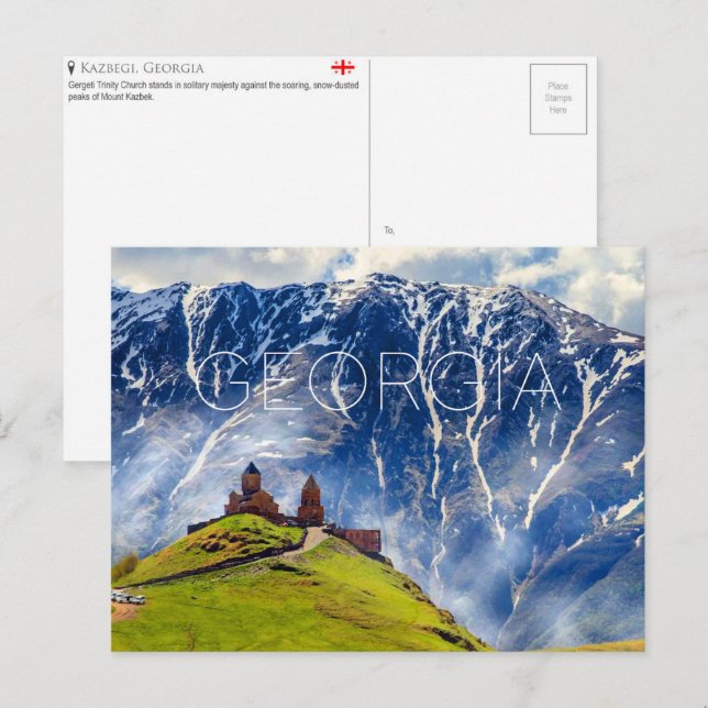 Kazbegi, Georgien Reseskort Vykort (Fram/baksida)