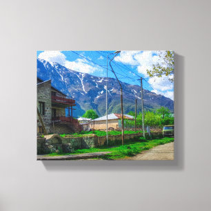 Kazbegi Stepantsminda Georgia CaucusMountains Canvastryck