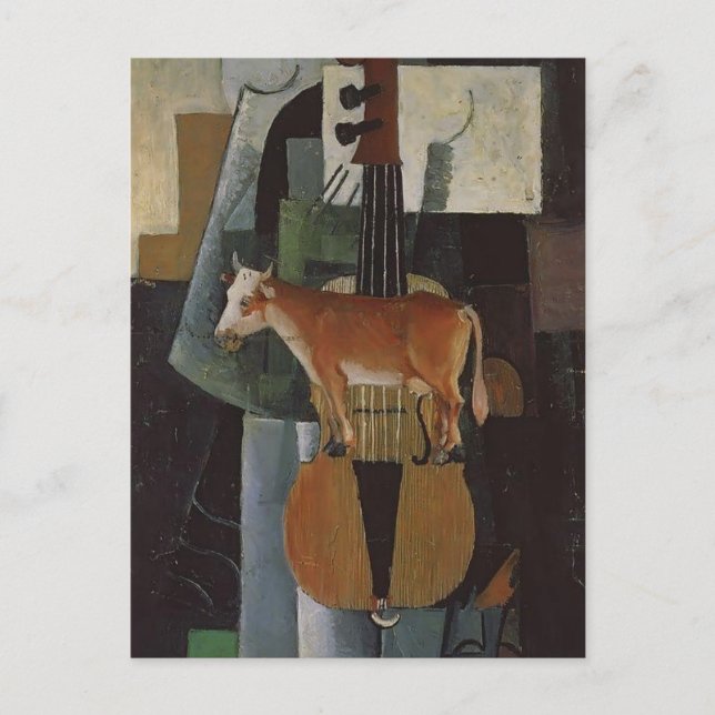 Kazimir Malevich- Cow and Fiddle Vykort (Framsida)