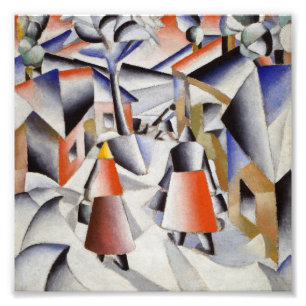 Kazimir Malevich - morgon i byn Fototryck
