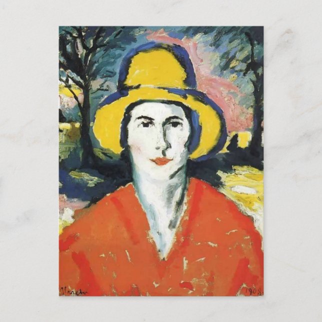 Kazimir Malevich- Porträtt i Woman i Gult Hat Vykort (Framsida)