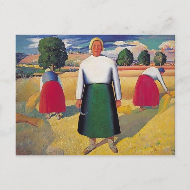 Kazimir Malevich- Skördemän Vykort (Framsida)