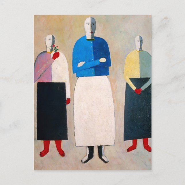 Kazimir Malevich- Three Girls Vykort (Framsida)