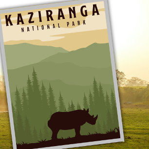 Kaziranga National Park Safari Indien Resa Vykort