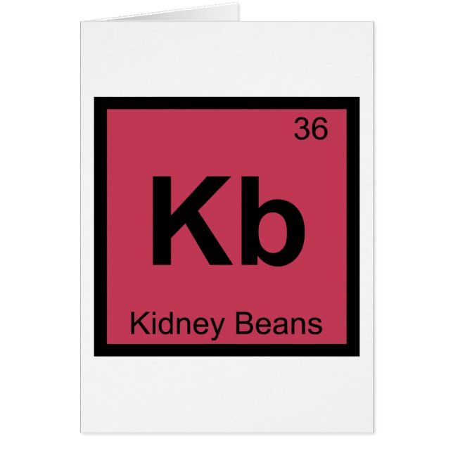 Kb - Kidney Beans Chemistry Periodic Bord Symbol Hälsningskort (Framsidan)