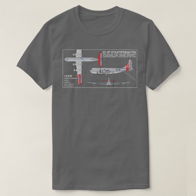 KC97 Stratofräghter American Tanker Aircraft Diag T Shirt (Design framsida)