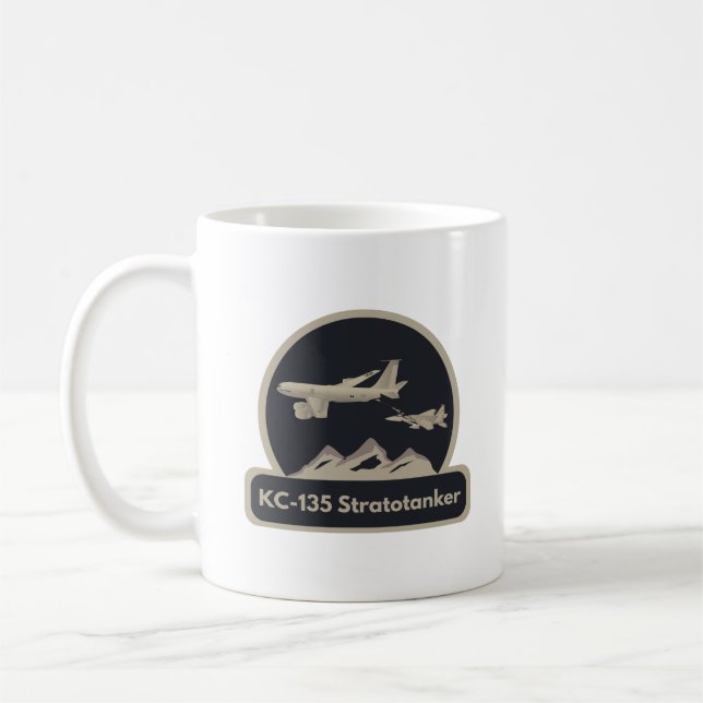 KC-135 Flygplan som tankas F-15 Kaffemugg (Vänster)