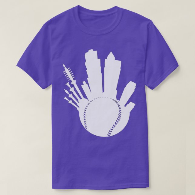 KC Kansas City Baseball Byggnad Skyline Royal Bl T Shirt (Design framsida)