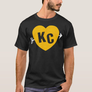 Kc Red Gult Heart Arrow Kc Kansas City 2 Lette T Shirt