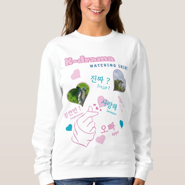 Kdrama 2 Foto Collage korean hangul typografi T Shirt (Framsida)