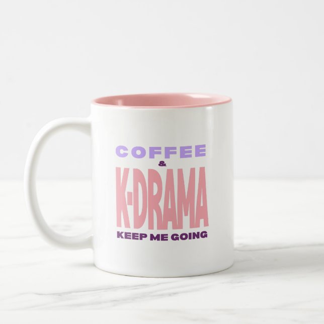 Kdrama Älskare Kaffe Mugg Present Rosa Typografi (Vänster)