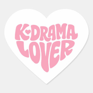 Kdrama Älskare Rosa Modern Minimalistisk Typografi Hjärtformat Klistermärke