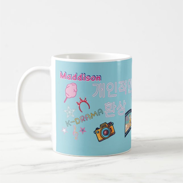 Kdrama Kpop favorit idol koreansk typografi anpass Kaffemugg (Vänster)