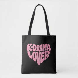 Kdrama Lover Pink Heart Typography Simple Black Tygkasse