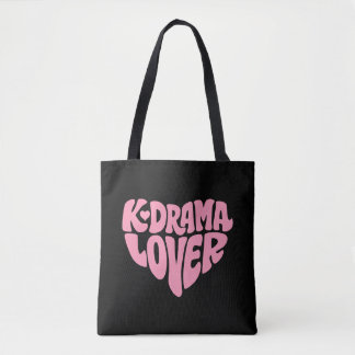 Kdrama Lover Pink Heart Typography Simple Black Tygkasse
