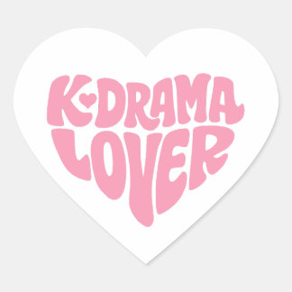 Kdrama Lover Pink Modern Minimalistic Typography Hjärtformat Klistermärke