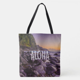 Ke’e Beach at Sunrise, Kauai, Hawaiian Beach Bag Tygkasse