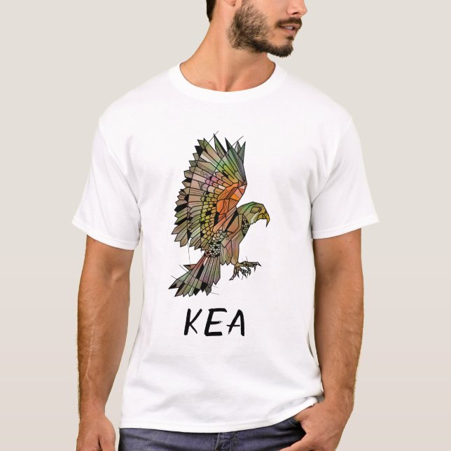 Kea New Zealand Bird Geometric T Shirt (Framsida)