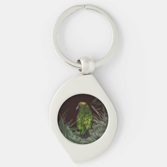 Kea Swirl Silverfärgad Nyckelring (Framsidan)