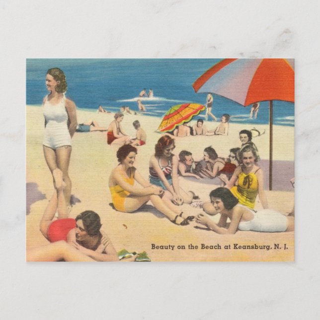 Keansburg, NJ Antique Beach Scene Vykort (Framsida)