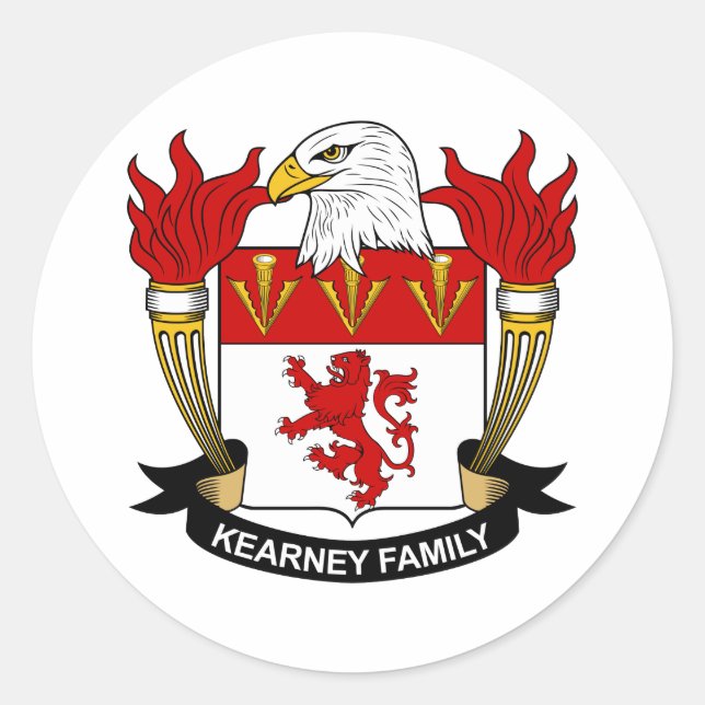 Kearney Family Crest Runt Klistermärke (Framsida)