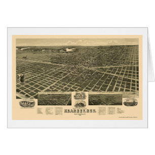 Kearney panorama- karta för NE - 1889 Hälsningskort