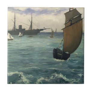 "Kearsarge" i Boulogne Edouard Manet Fine Art Kakelplatta