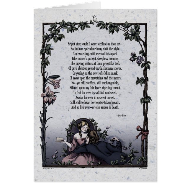 Keats "Bright Star" Victorian Art Card Hälsningskort (Framsidan)