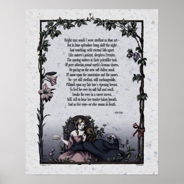 Keats "Bright Star" Victorian Poetry Art 16x20 Poster (Framsidan)