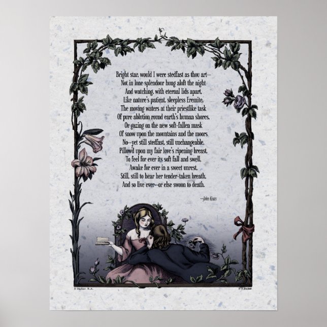 Keats "Bright Star" Victorian Poetry Art 17x22 Poster (Framsidan)