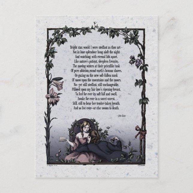 Keats "Bright Star" Viktorianvykort Vykort (Framsida)