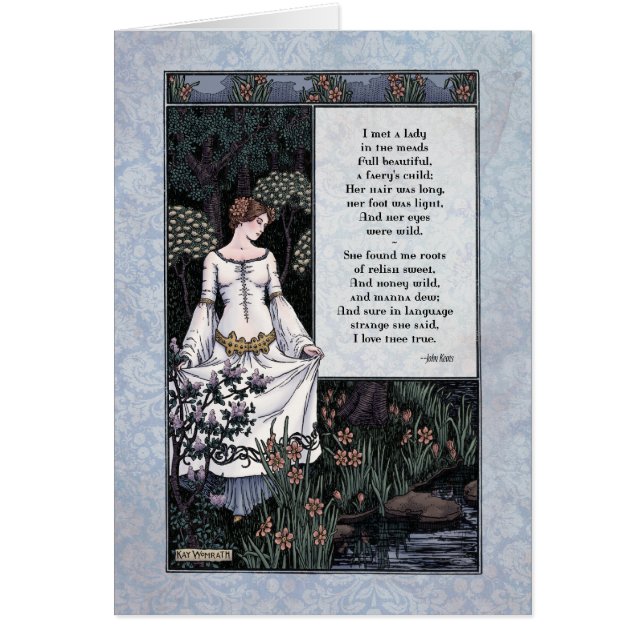 Keats "La Belle Dame" Victorian Art Card Hälsningskort (Framsidan)