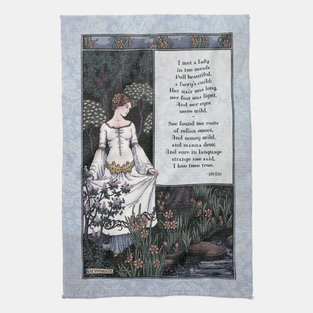 Keats "La Belle Dame" Victorian Dikt Art Tea Towel Kökshandduk (Vertikal)